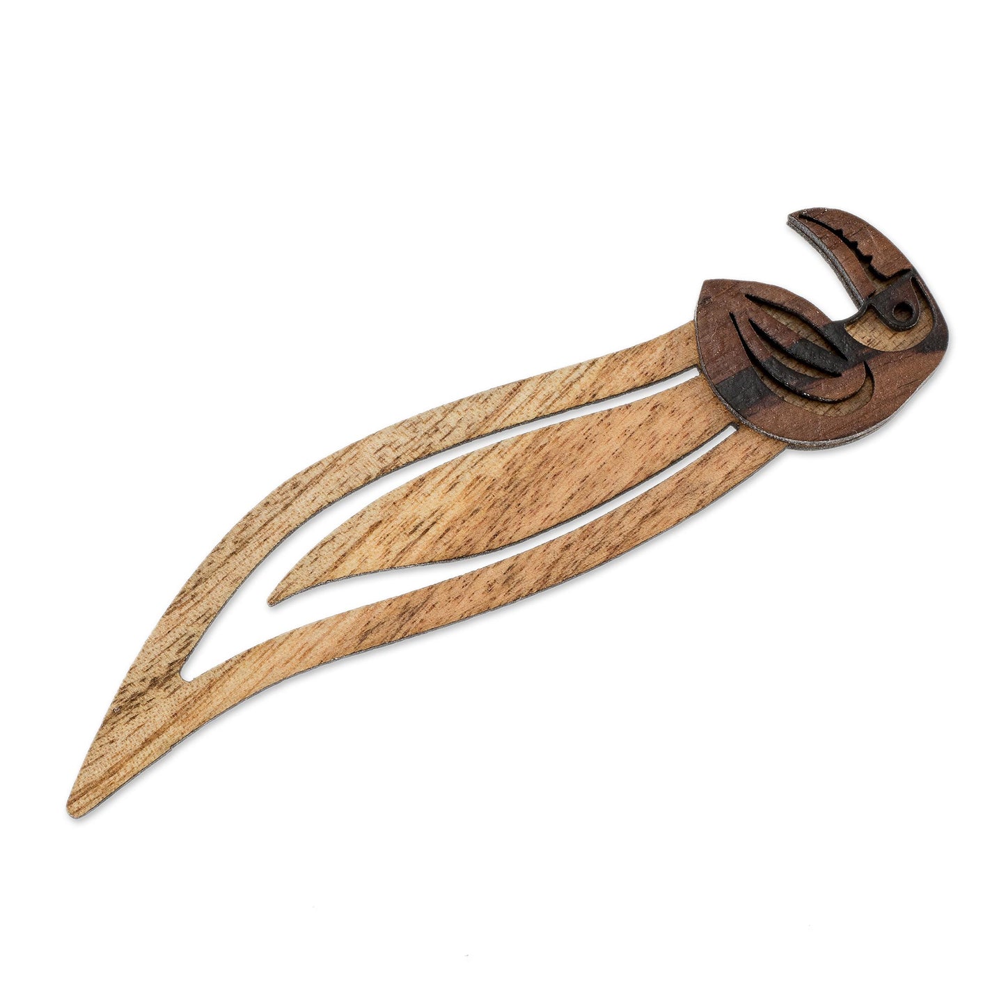 Toucan Reader Toucan-Themed Teak Wood Bookmark from Costa Rica