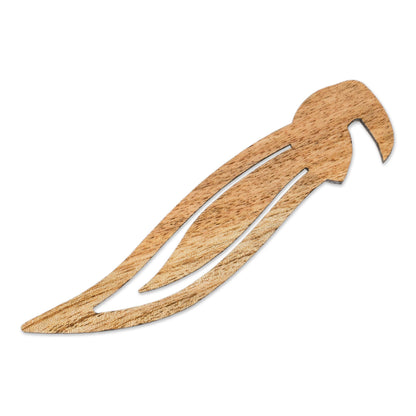 Toucan Reader Toucan-Themed Teak Wood Bookmark from Costa Rica