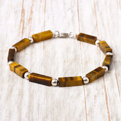 Earthen Sophistication Tiger's Eye Beaded Bracelet Crafted in Peru