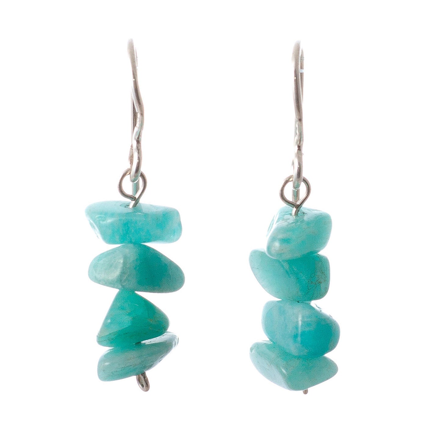 Aqua Harmony Amazonite Beaded Dangle Earrings Crafted in Peru