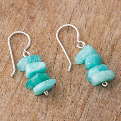 Aqua Harmony Amazonite Beaded Dangle Earrings Crafted in Peru