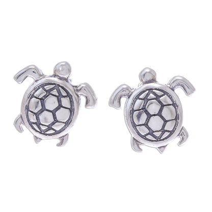 Tiny Turtles Thai Artisan Handcrafted Sterling Silver Turtle Earrings