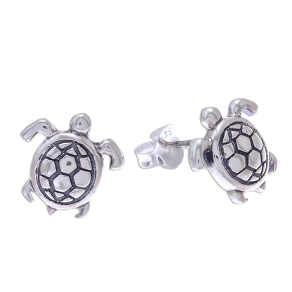 Tiny Turtles Thai Artisan Handcrafted Sterling Silver Turtle Earrings