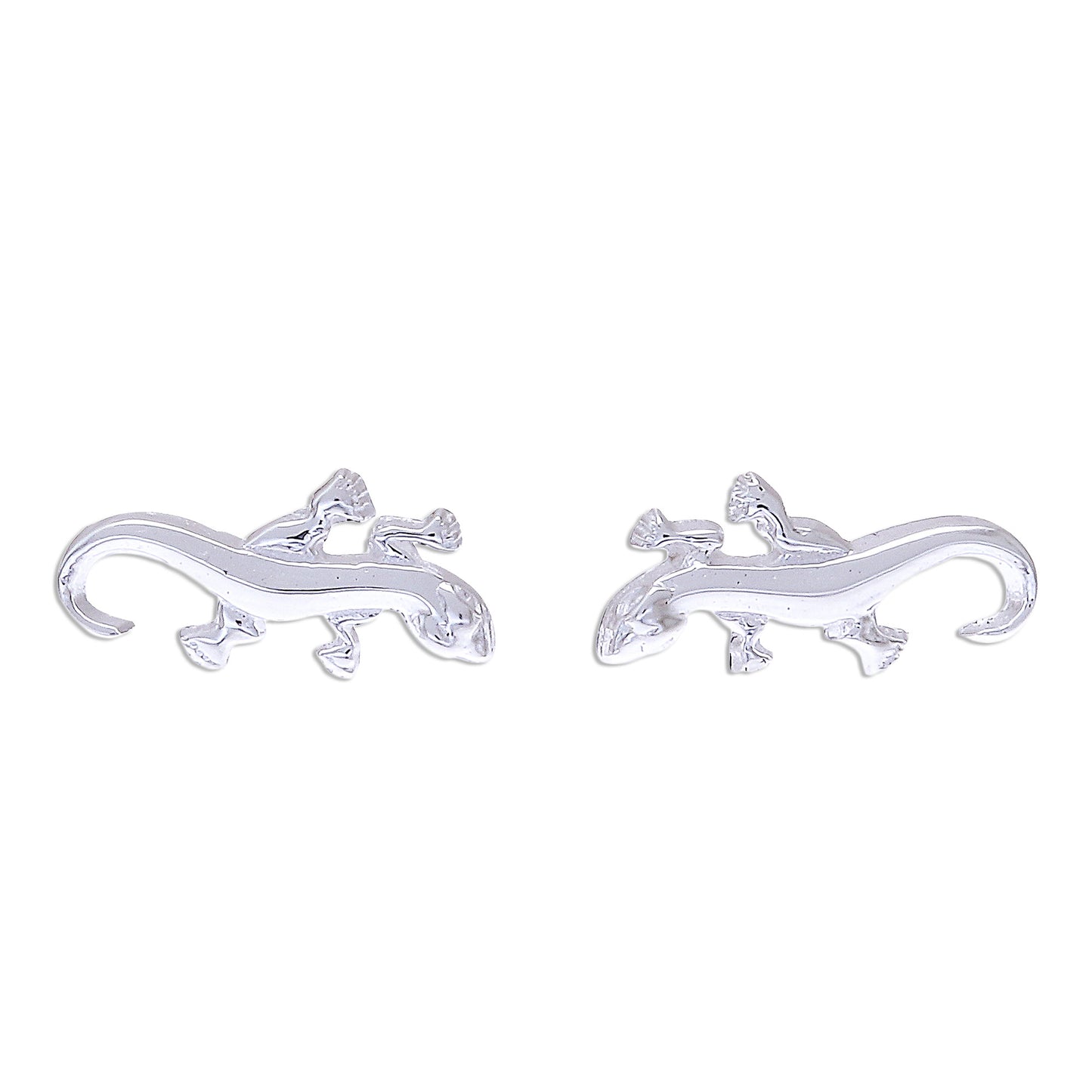 Sleek Salamander 925 Silver Salamander Stud Earrings Handcrafted in Thailand