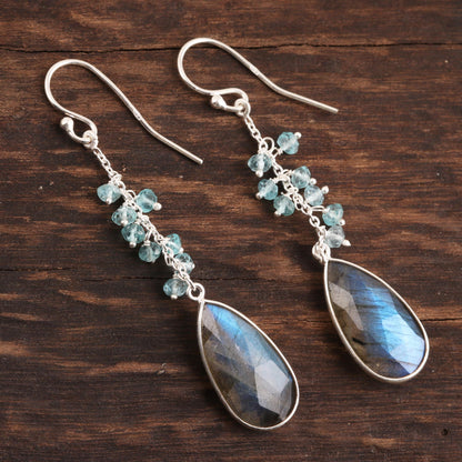 Late Sky 12-Carat Labradorite and Blue Topaz Dangle Earrings