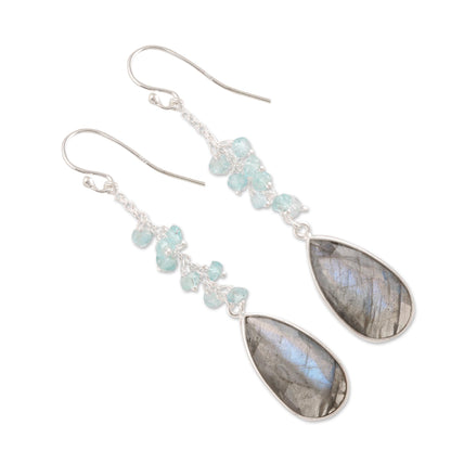 Late Sky 12-Carat Labradorite and Blue Topaz Dangle Earrings