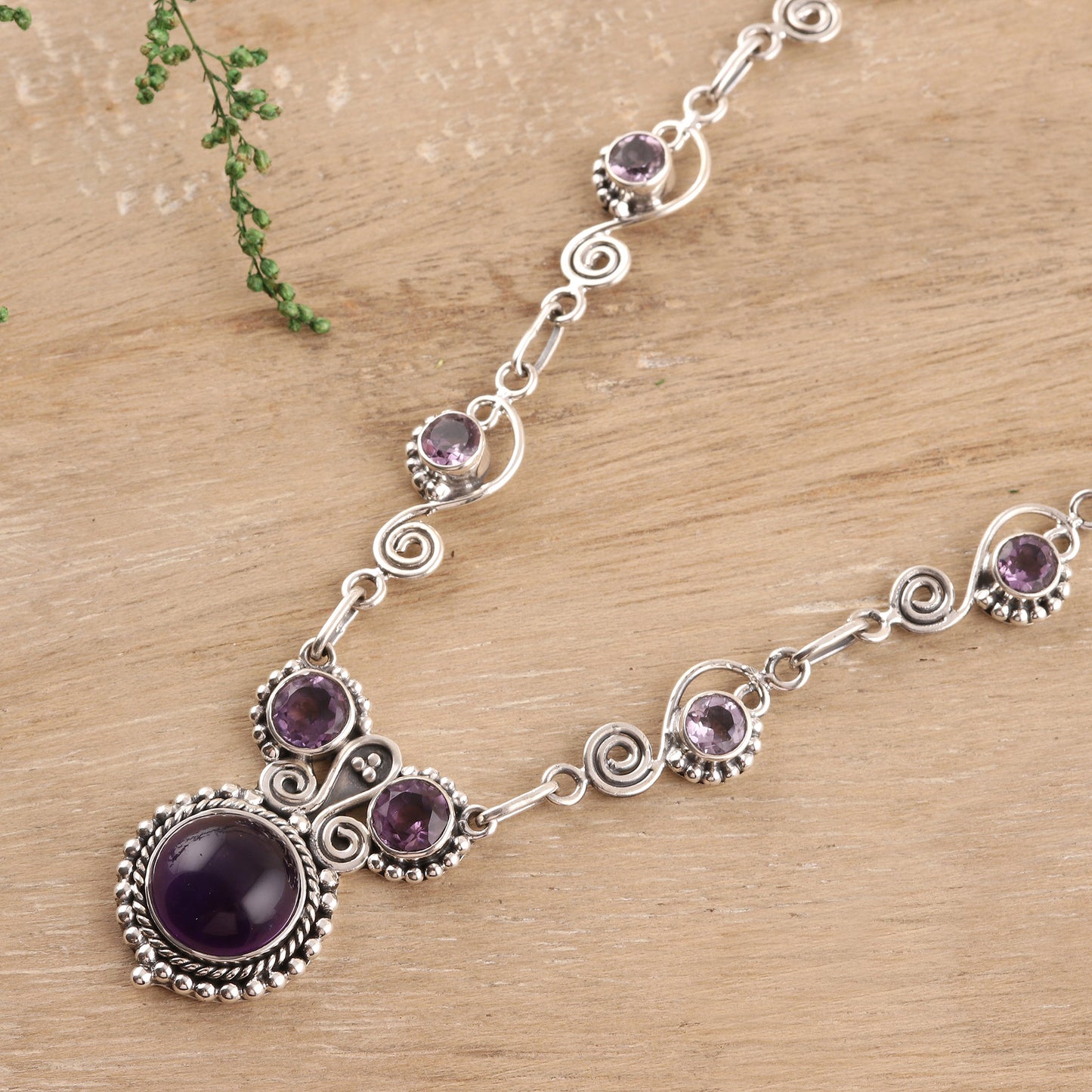 Meerut Magic Indian Amethyst and Sterling Silver Necklace