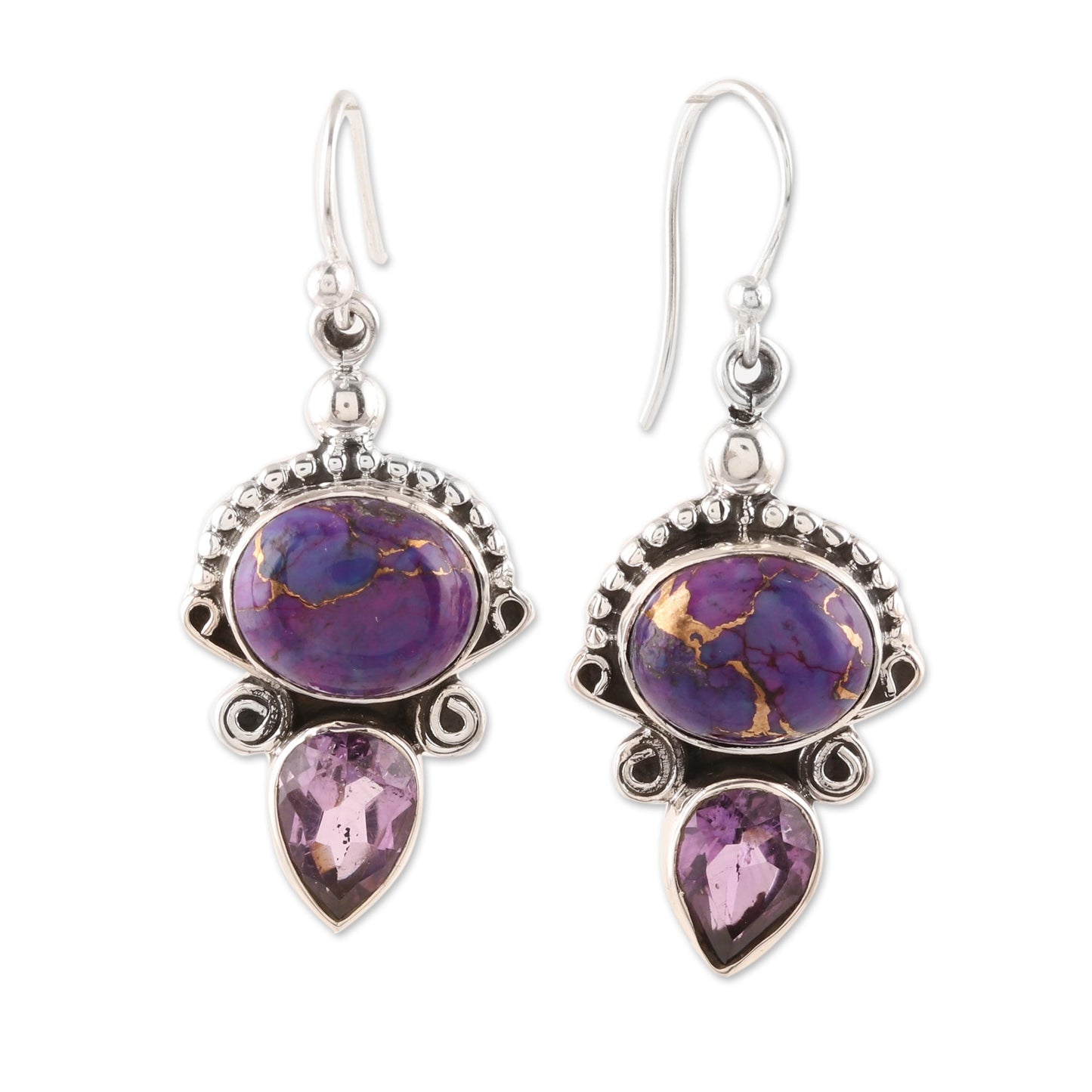 Regal Allure Regal Sterling Silver and Amethyst Earrings from India