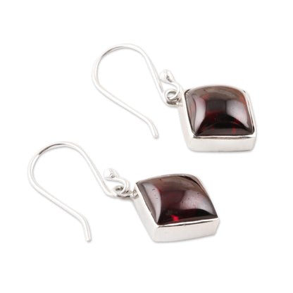 Fiery Squares Square Garnet Dangle Earrings from India