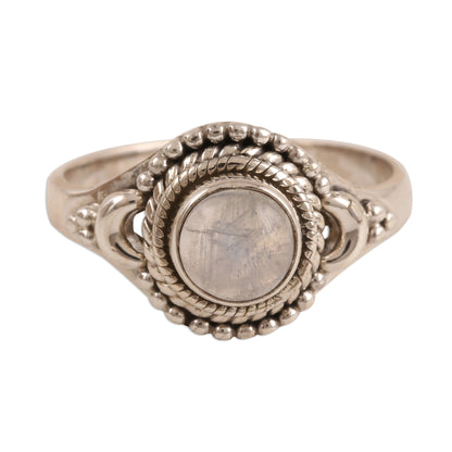 Gemstone Moon Rainbow Moonstone Cocktail Ring Crafted in India