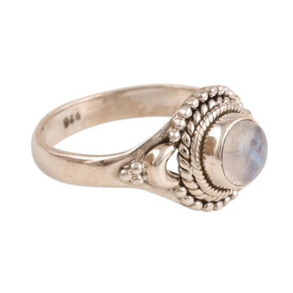 Gemstone Moon Rainbow Moonstone Cocktail Ring Crafted in India