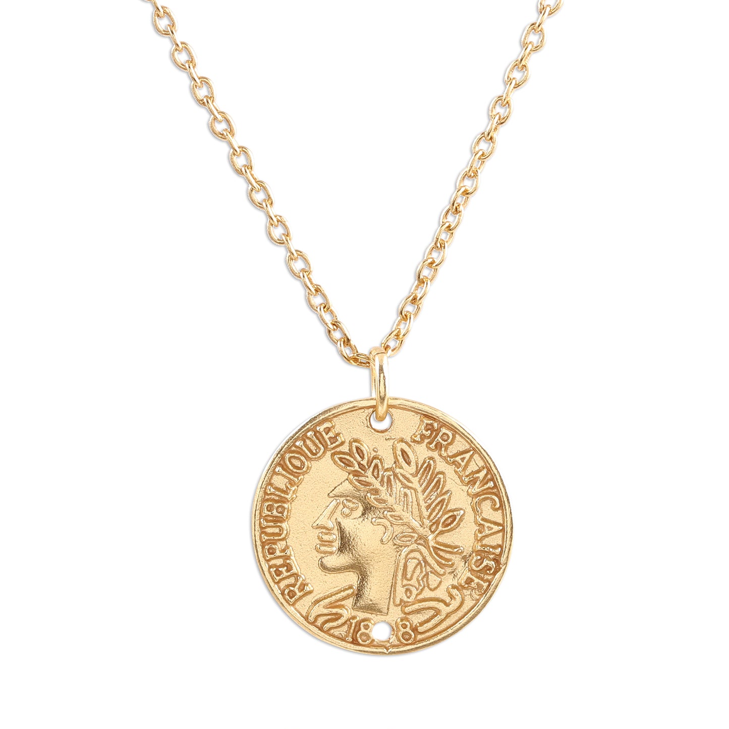 Vintage Coin Vintage French Coin Gold Plated Sterling Silver Necklace