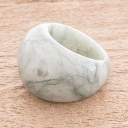 Earthen Wisdom Apple Green Jade Domed Ring from Guatemala