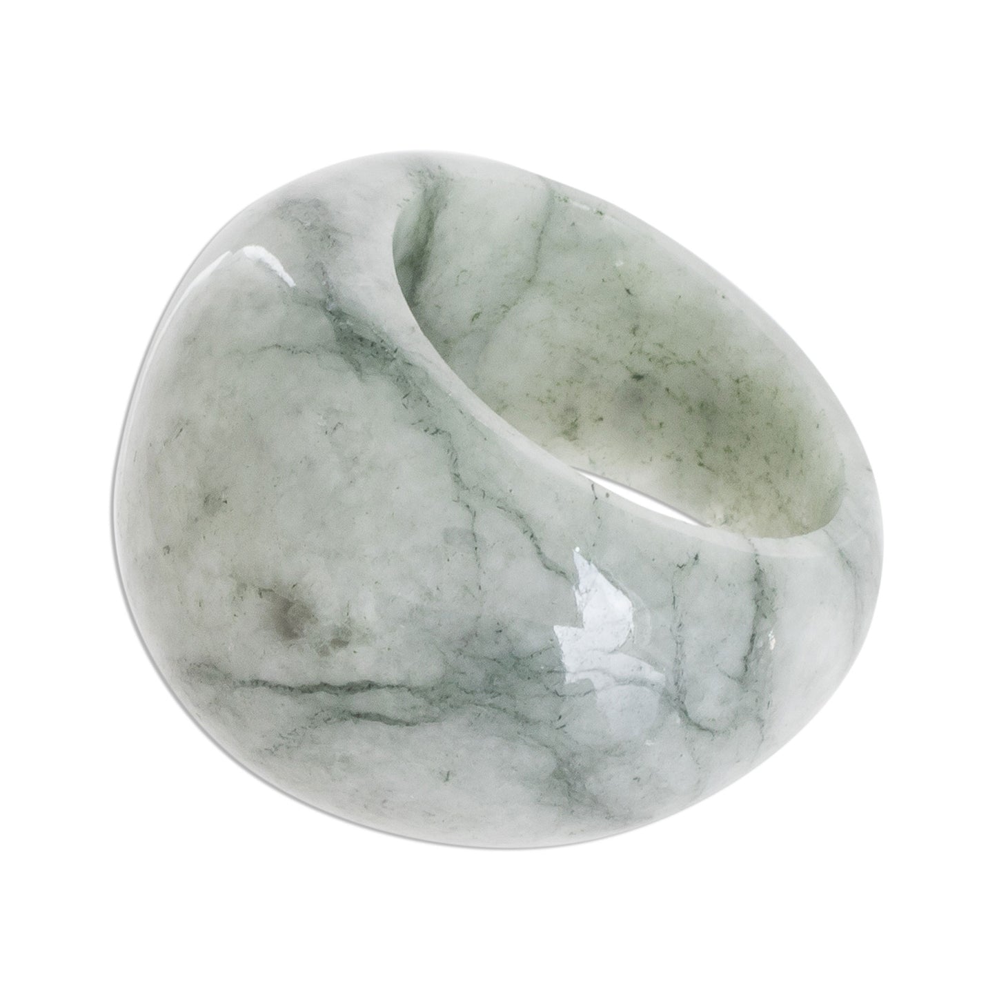 Earthen Wisdom Apple Green Jade Domed Ring from Guatemala