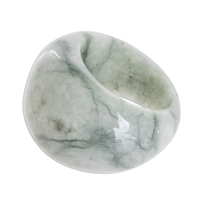 Earthen Wisdom Apple Green Jade Domed Ring from Guatemala