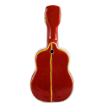Talavera Guitar Talavera-Style Ceramic Guitar Sculpture from Mexico