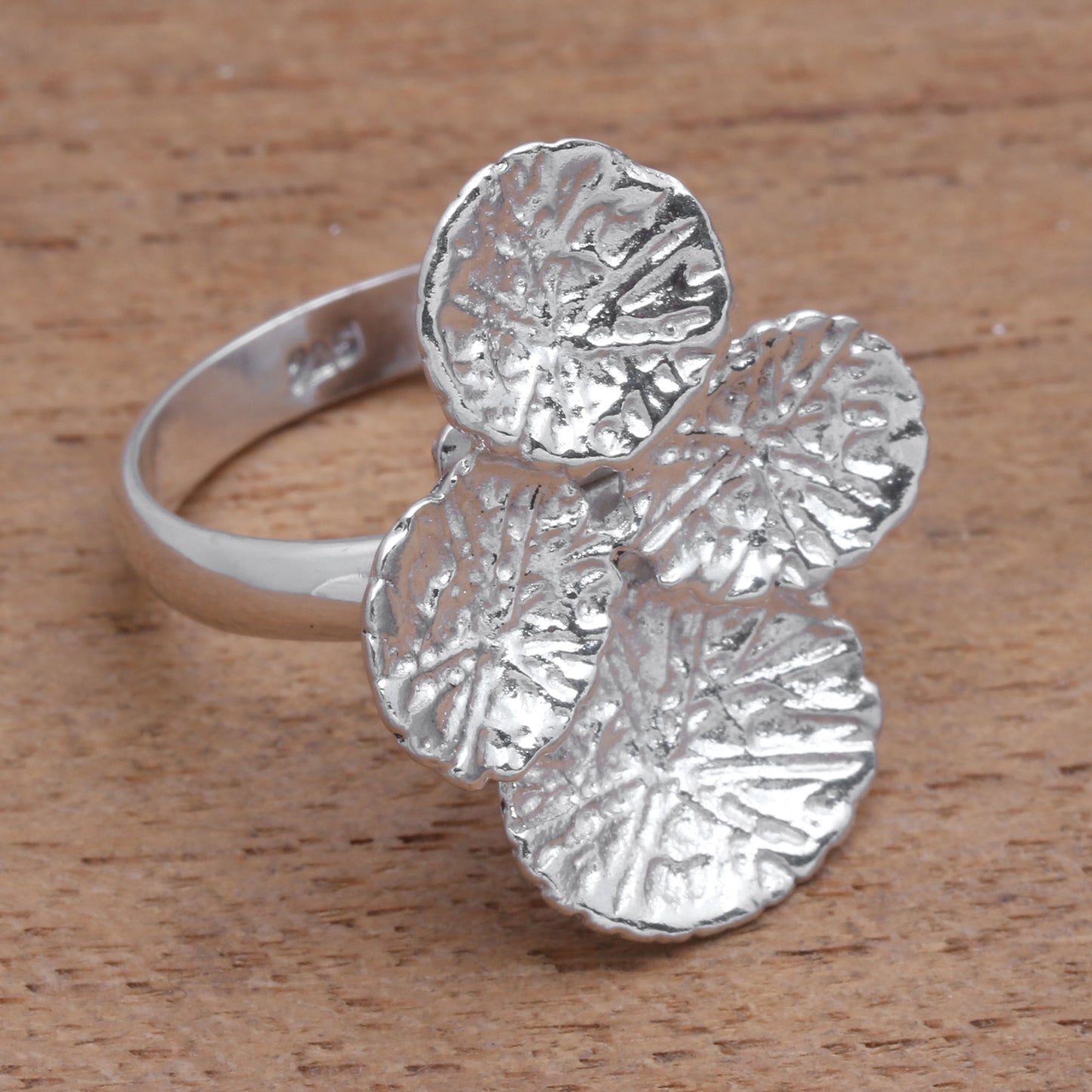 Abstract Pads Modern Sterling Silver Cocktail Ring from Bali