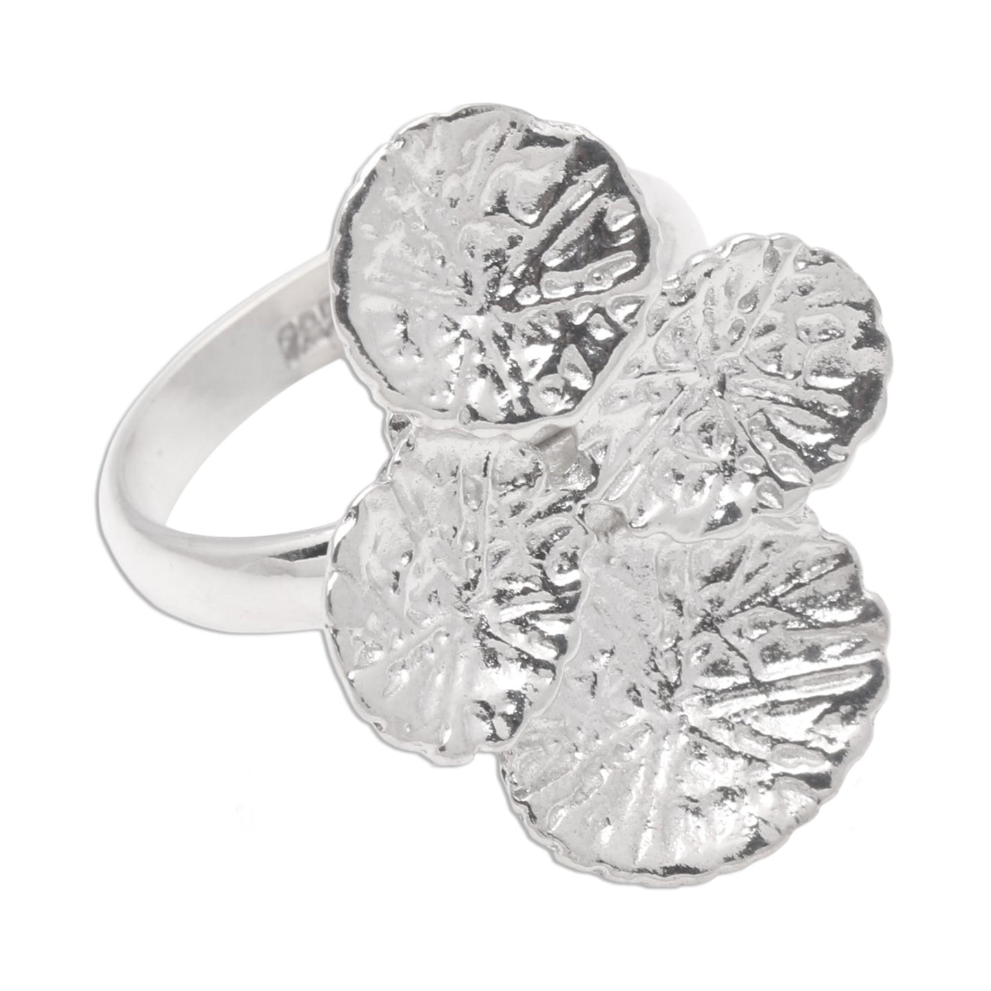 Abstract Pads Modern Sterling Silver Cocktail Ring from Bali