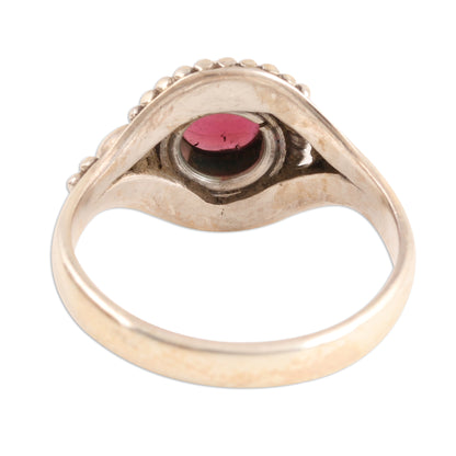 Gemstone Moon Garnet and Sterling Silver Cocktail Ring from India