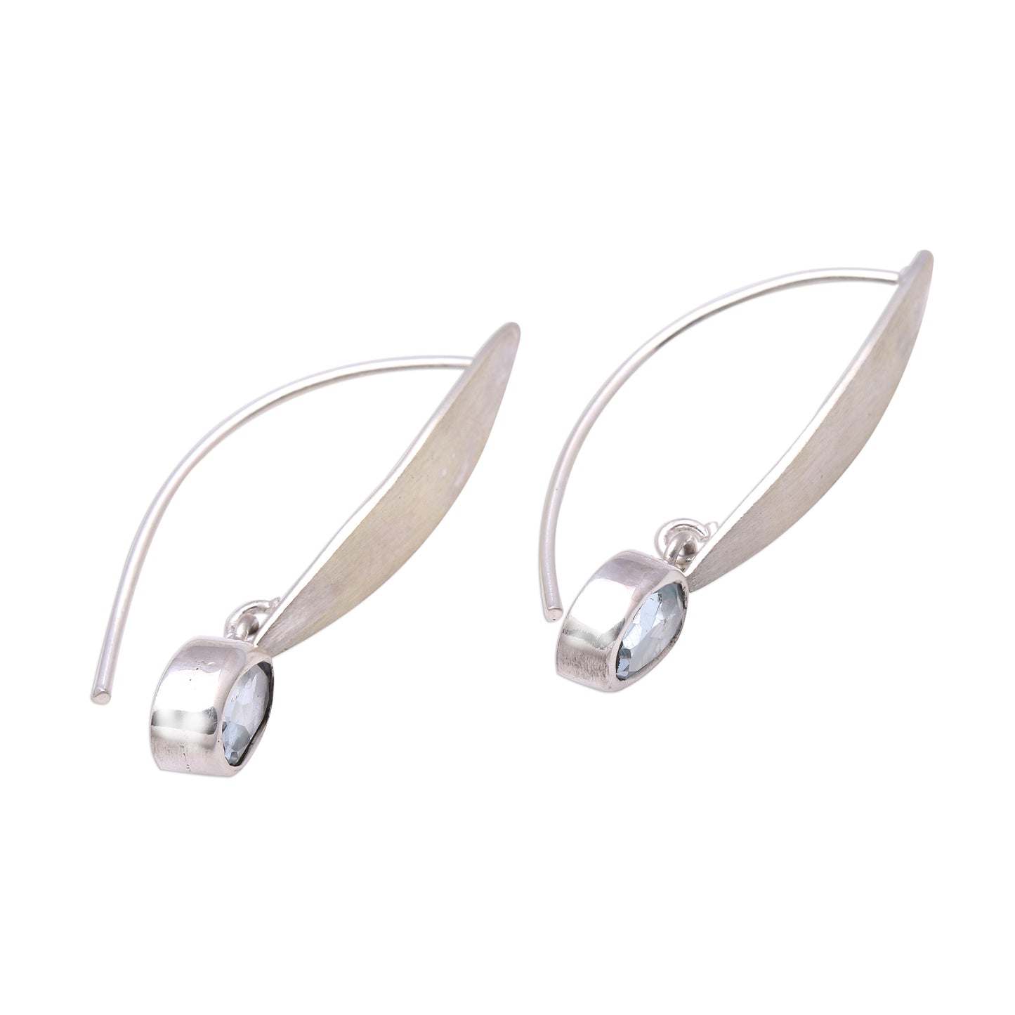 Elegant Ellipses Elliptical Blue Topaz Dangle Earrings from Bali