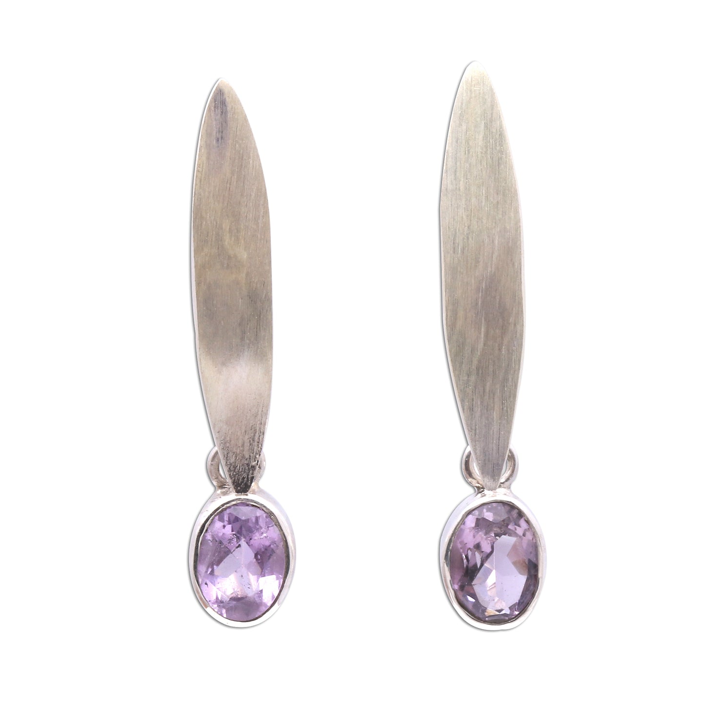 Elegant Ellipses Elliptical Amethyst Dangle Earrings from Bali