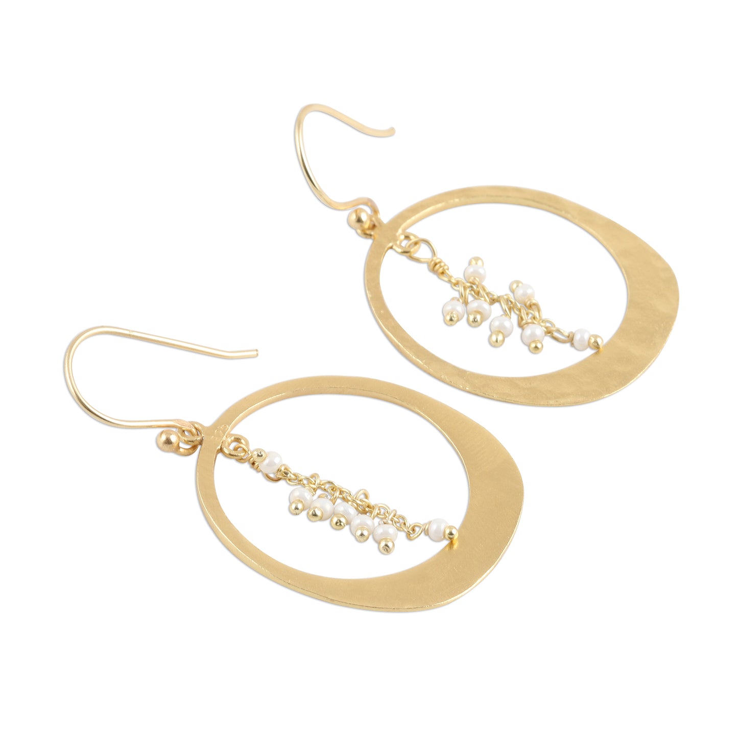 Moon Rain Gold Plated Cultured Pearl Dangle Earrings from India