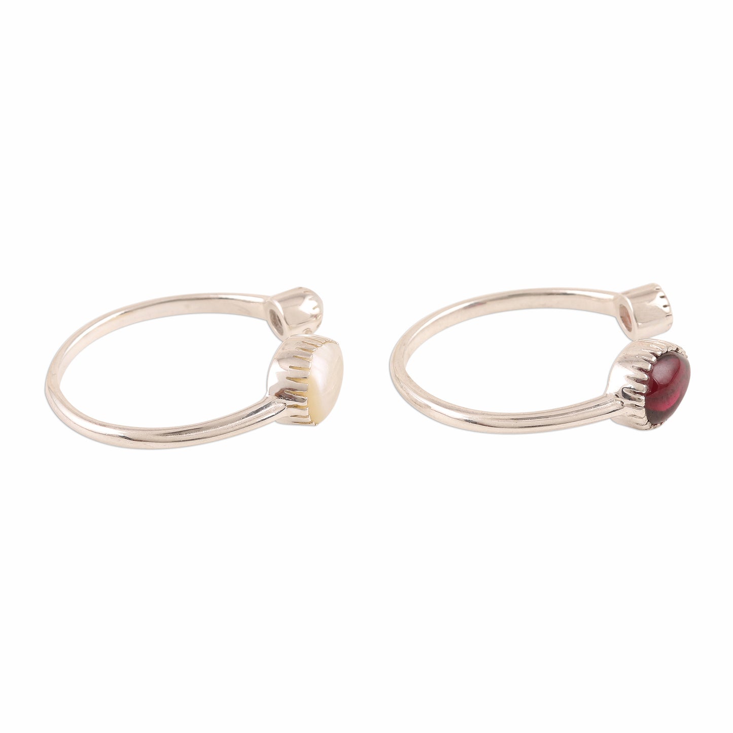 Stylish Flavor Garnet and Cultured Pearl Wrap Rings from India (Pair)