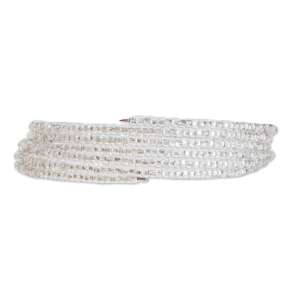 Brilliance of the Moon Glass Beaded Wrap Bracelet from Guatemala