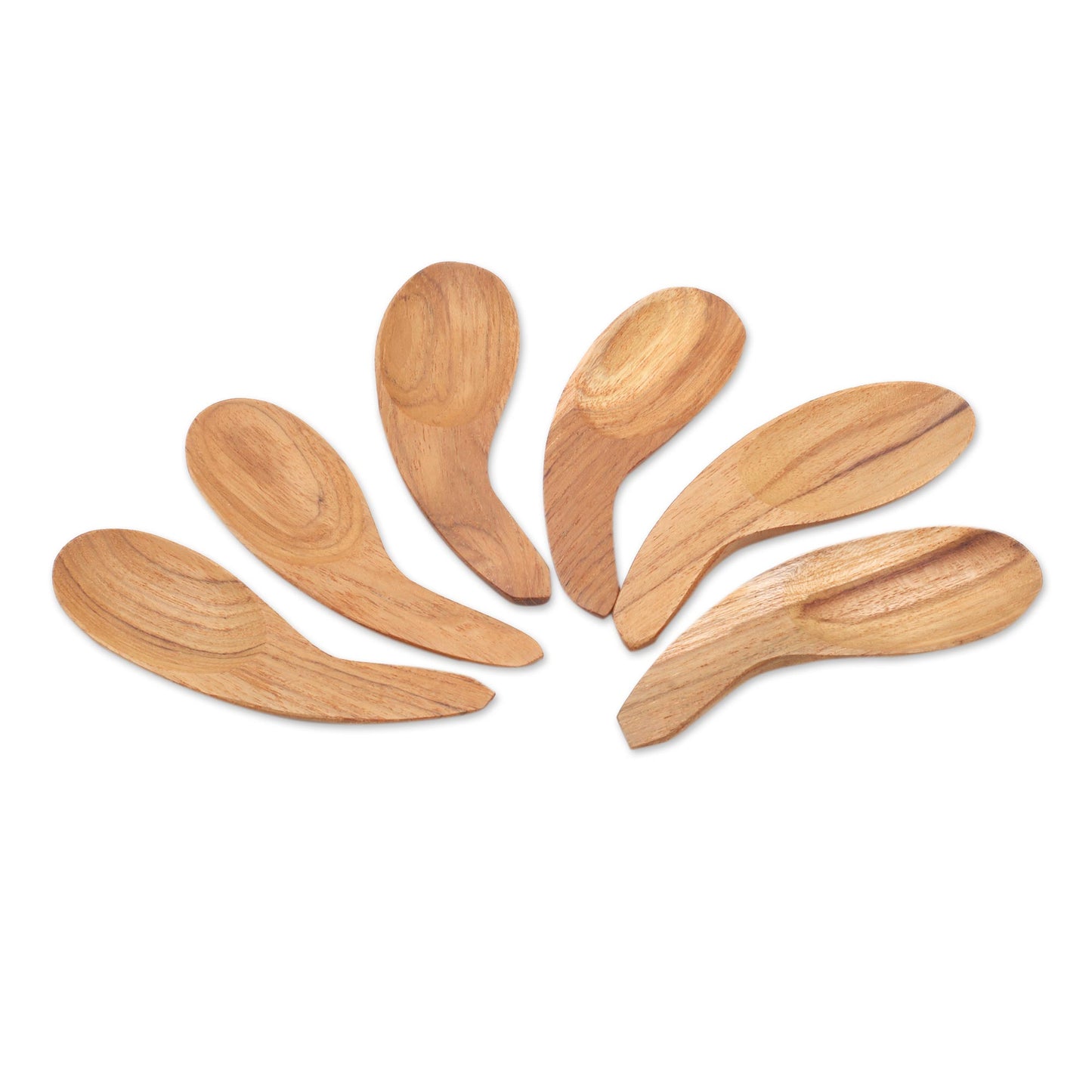 Stylish Meal Curved Teak Wood Scoops from Bali (Set of 6)
