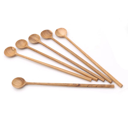 Fresh Drink Handmade Teak Wood Iced Tea Spoons from Bali (Set of 6)
