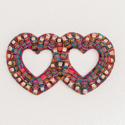 Histories of Love Heart-Shaped Cotton Worry Doll Wall Decor from Guatemala