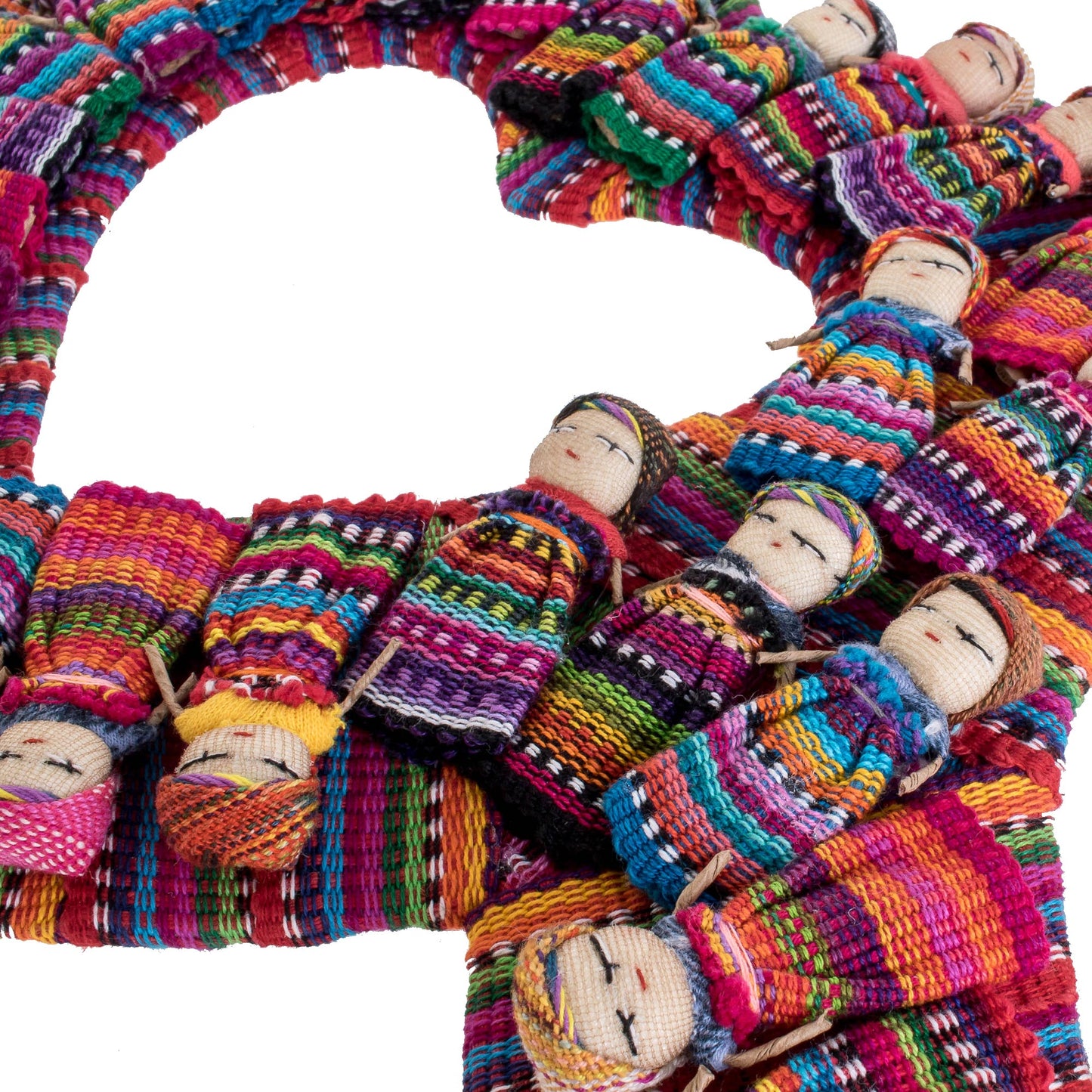 Histories of Love Heart-Shaped Cotton Worry Doll Wall Decor from Guatemala