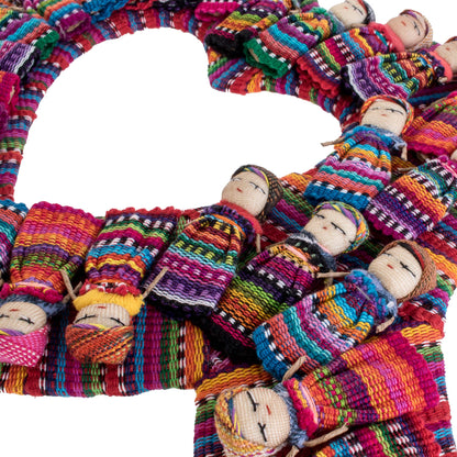 Histories of Love Heart-Shaped Cotton Worry Doll Wall Decor from Guatemala