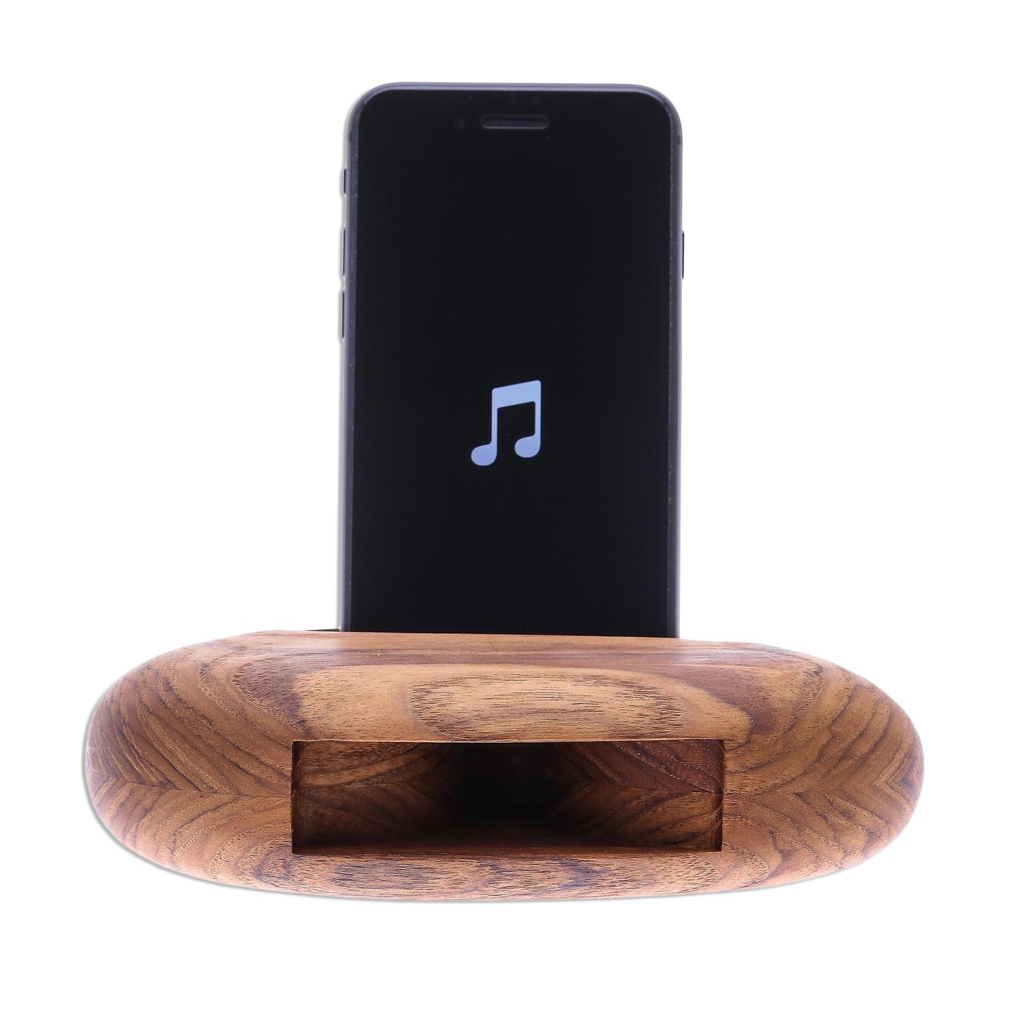 Rock Out Egg-Shaped Teak Wood Phone Speaker from Thailand