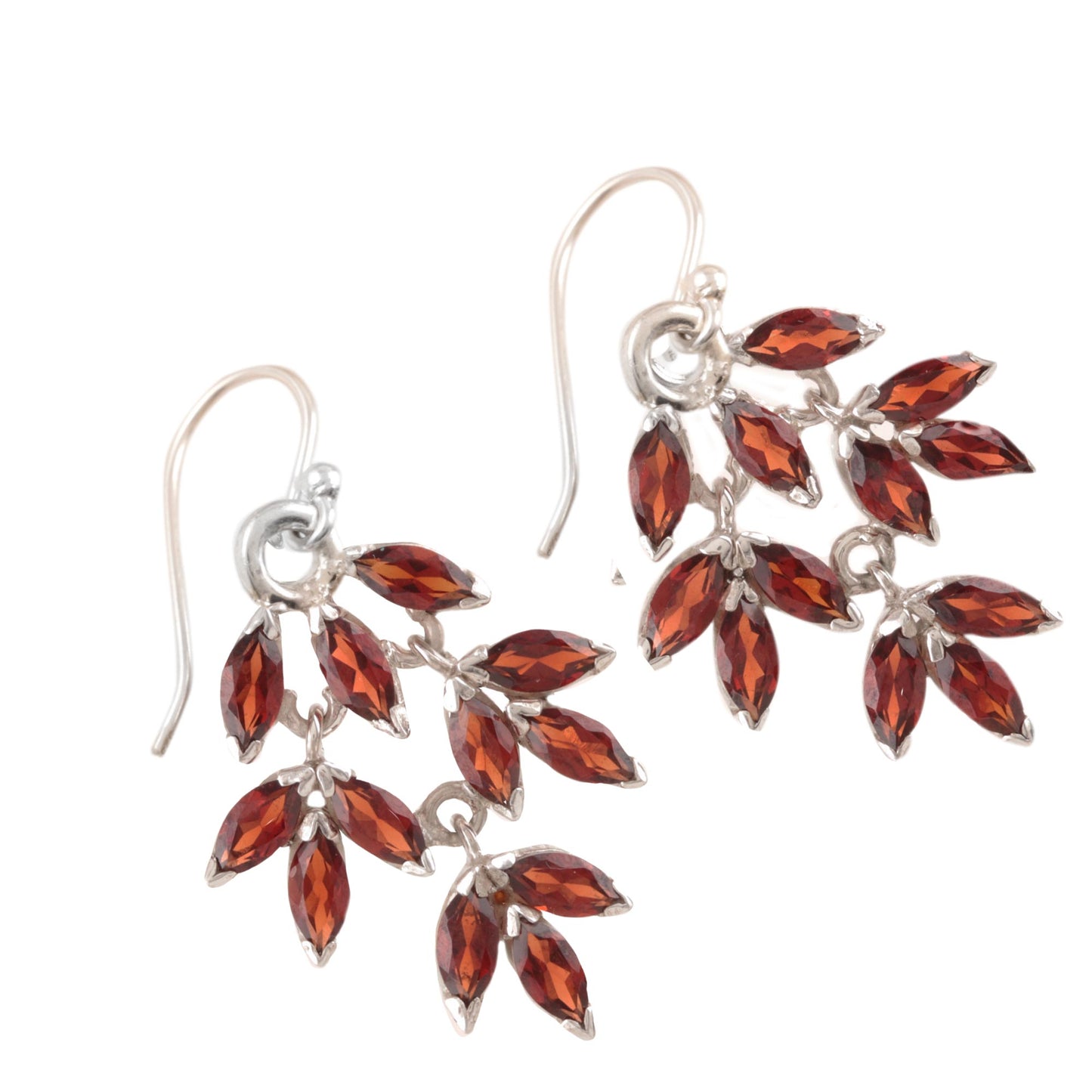 Glittering Autumn Marquise Garnet Dangle Earrings Crafted in India