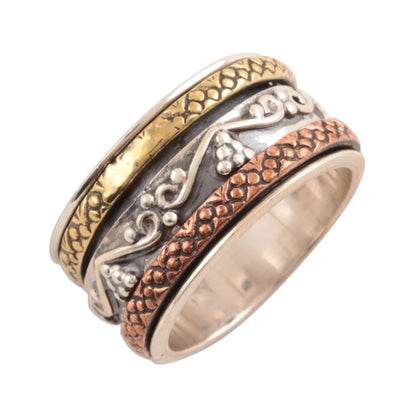 Classic Union Sterling Silver Spinner Ring with Brass and Copper