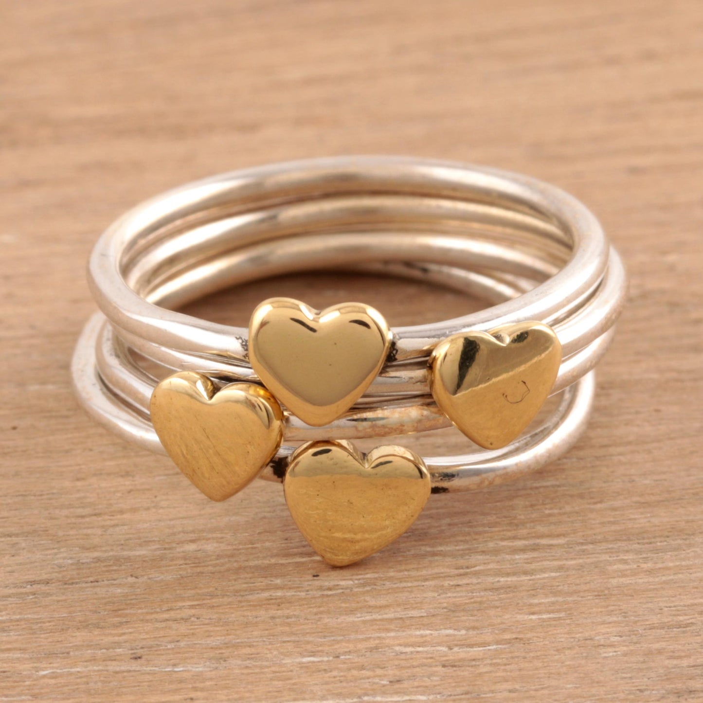 Heart Royalty Sterling Silver and Brass Heart Band Rings from India