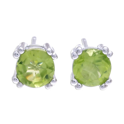 Sparkling Gems Faceted Peridot Stud Earrings from Thailand