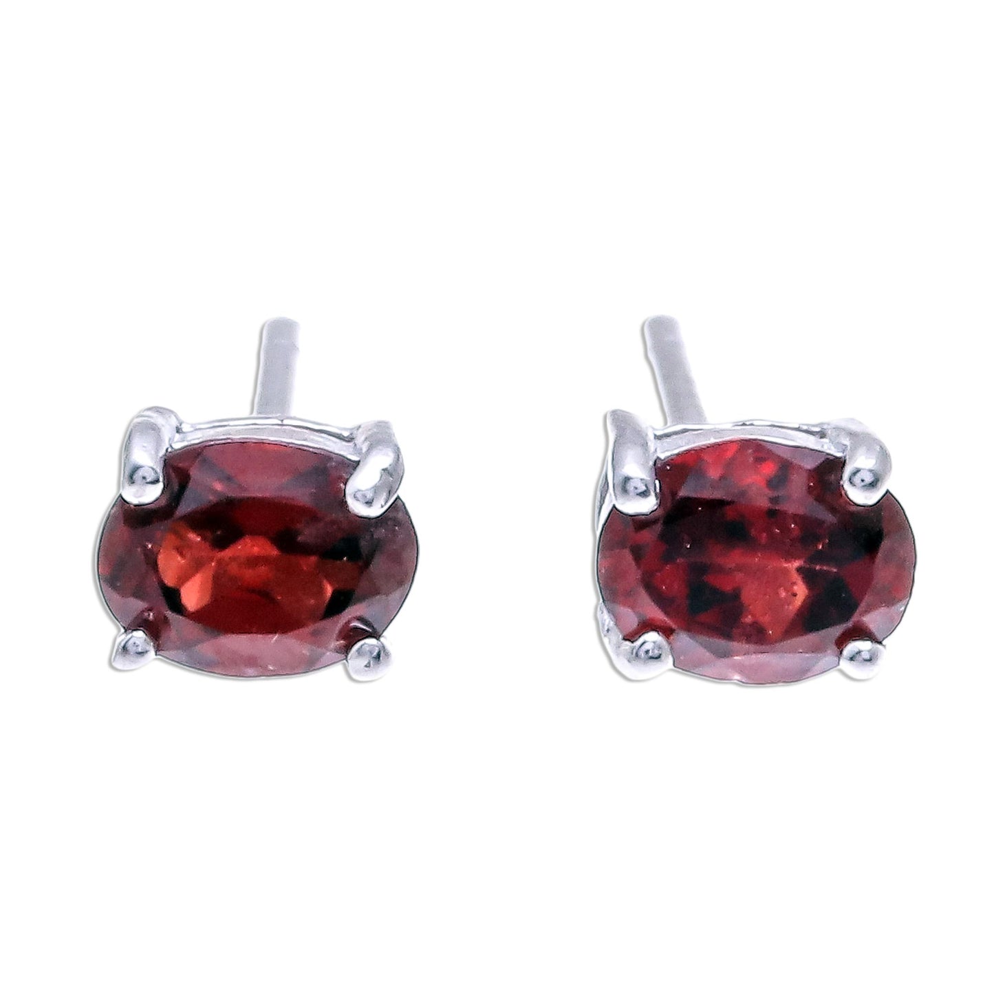 Fiery Marvel Faceted Garnet Stud Earrings from Thailand