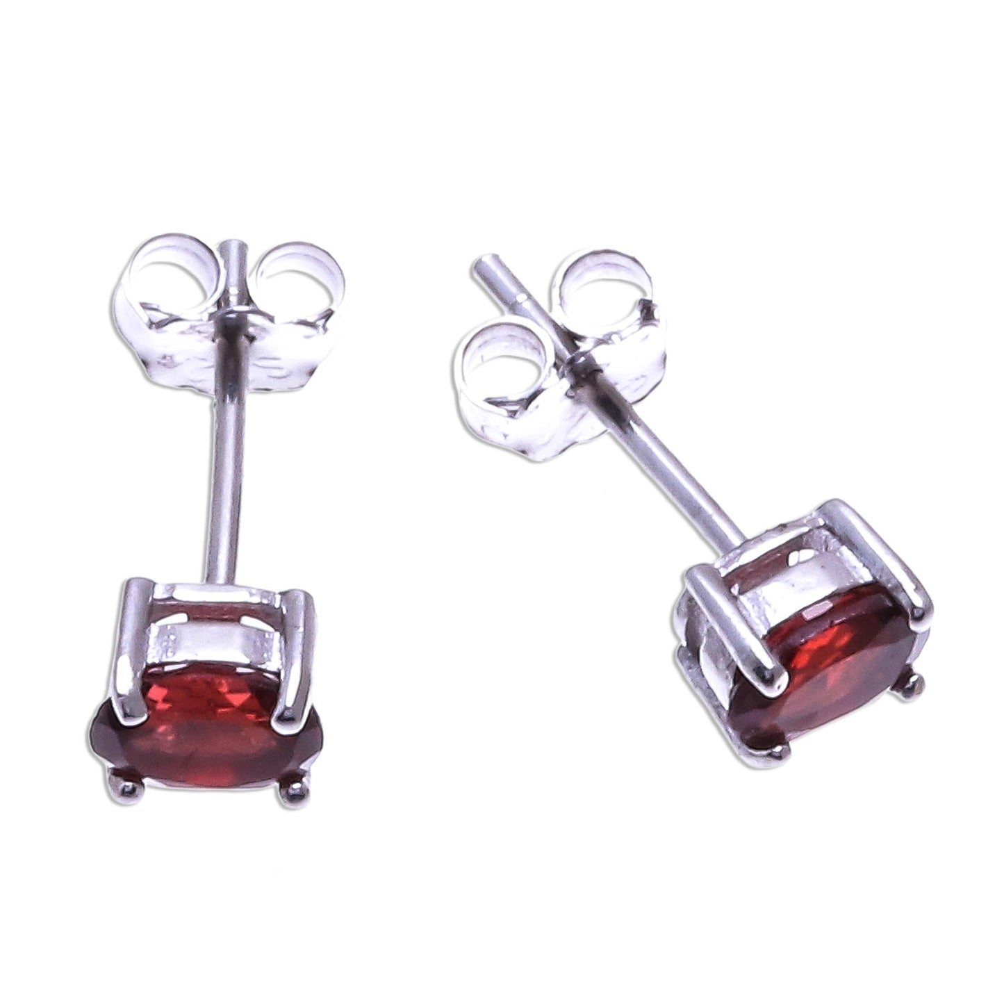 Fiery Marvel Faceted Garnet Stud Earrings from Thailand