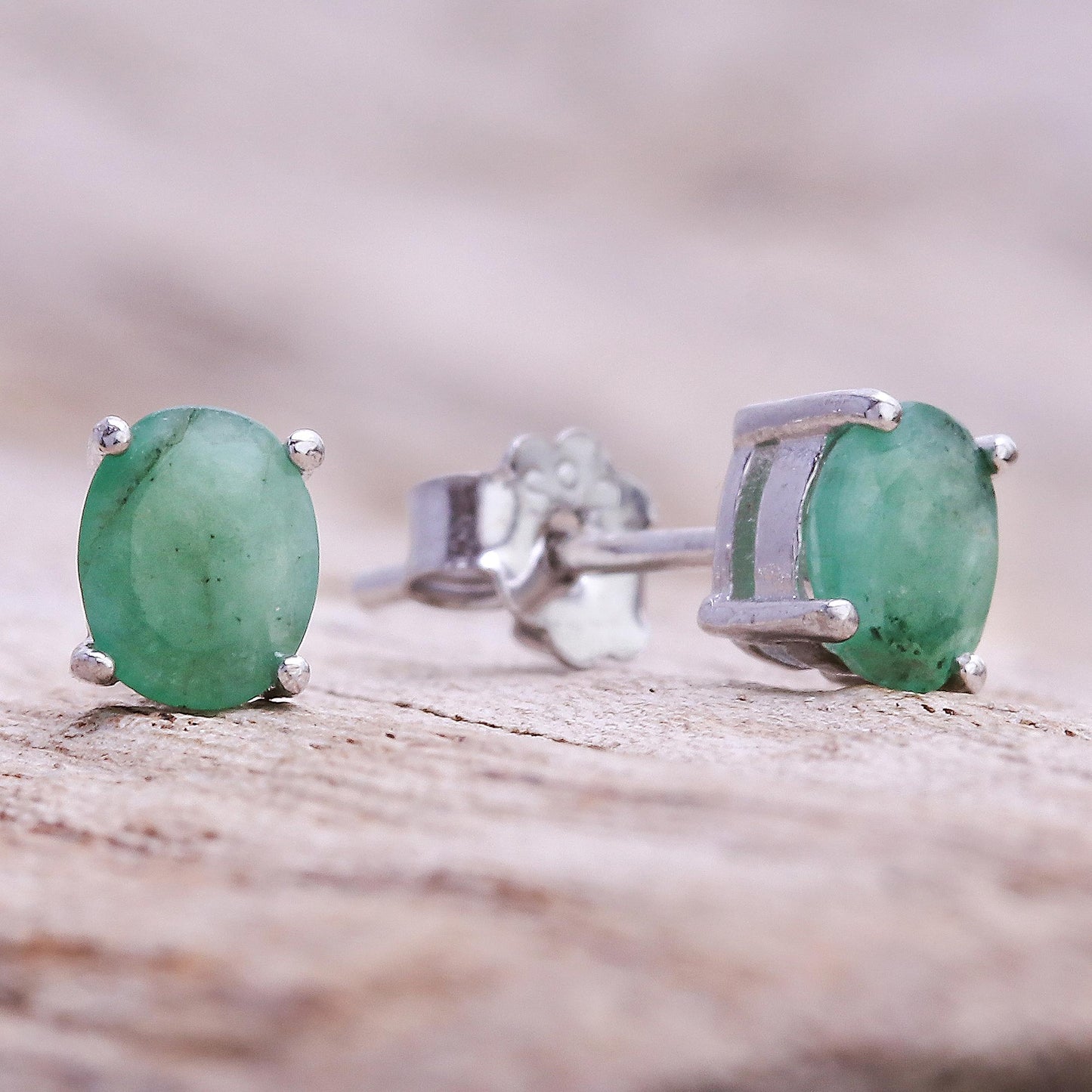 Verdant Marvel Faceted Emerald Stud Earrings from Thailand