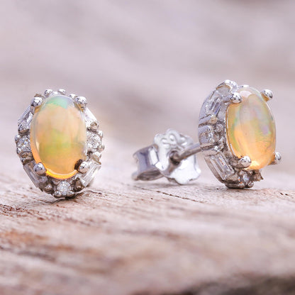 Bright Ovals Oval Opal Stud Earrings from Thailand