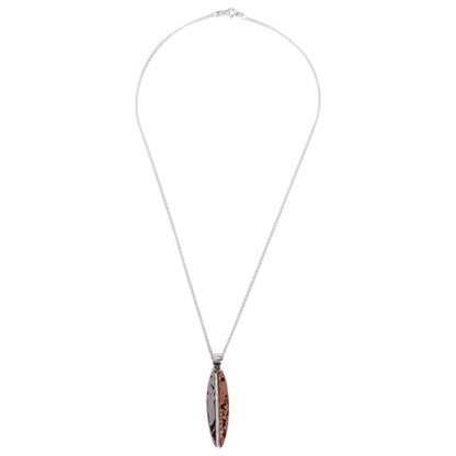 Hammered Abstraction Taxco Sterling Silver and Copper Pendant Necklace