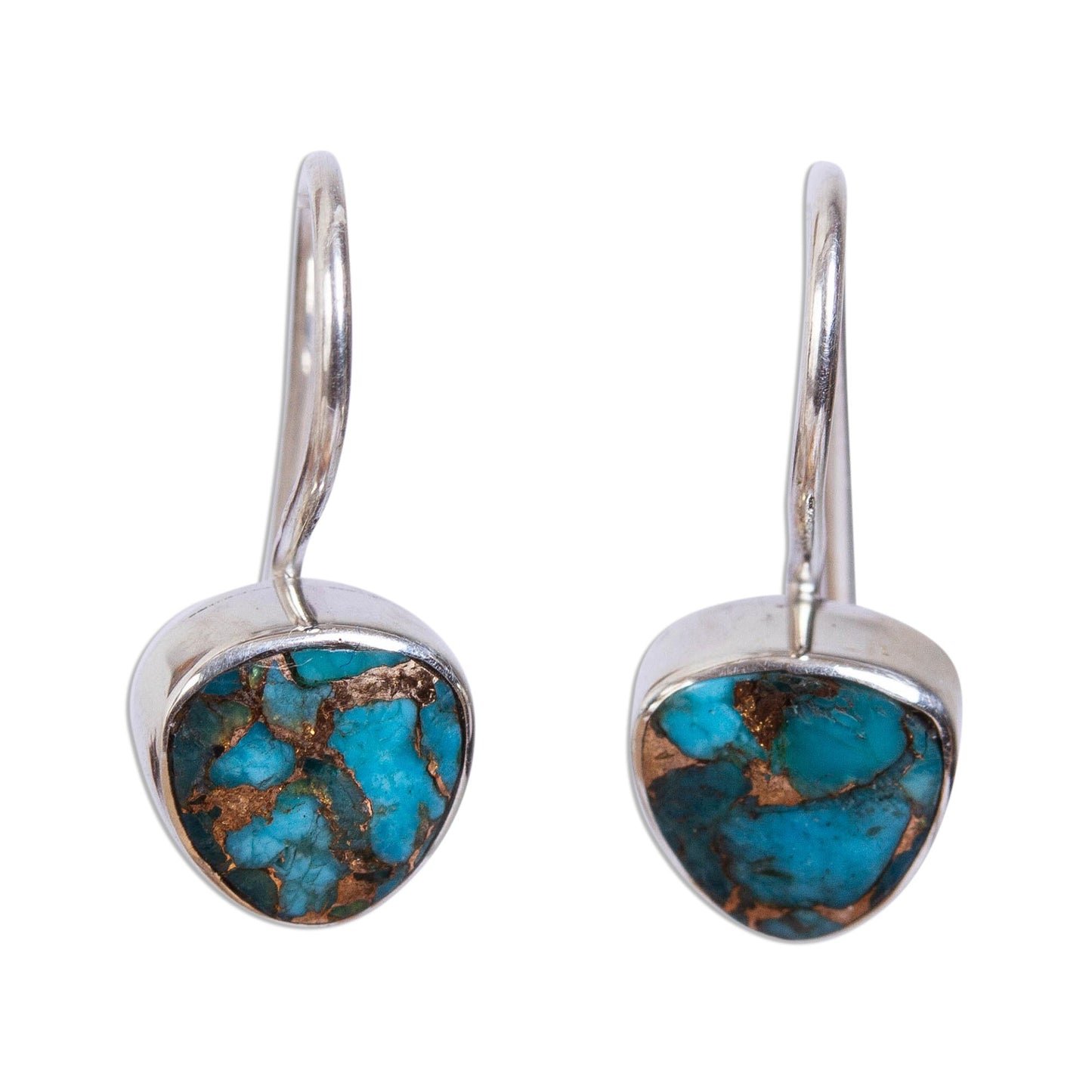 Gleaming Gems Taxco Composite Turquoise Drop Earrings from Mexico