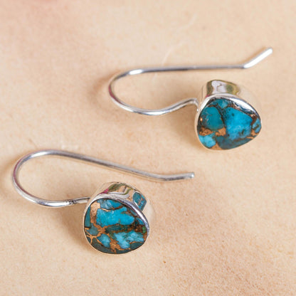 Gleaming Gems Taxco Composite Turquoise Drop Earrings from Mexico