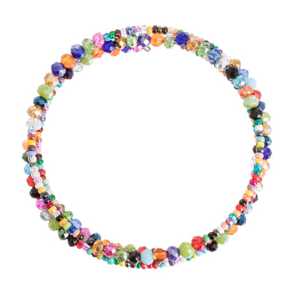 Happiness and Harmony Colorful Glass and Crystal Beaded Wrap Bracelet