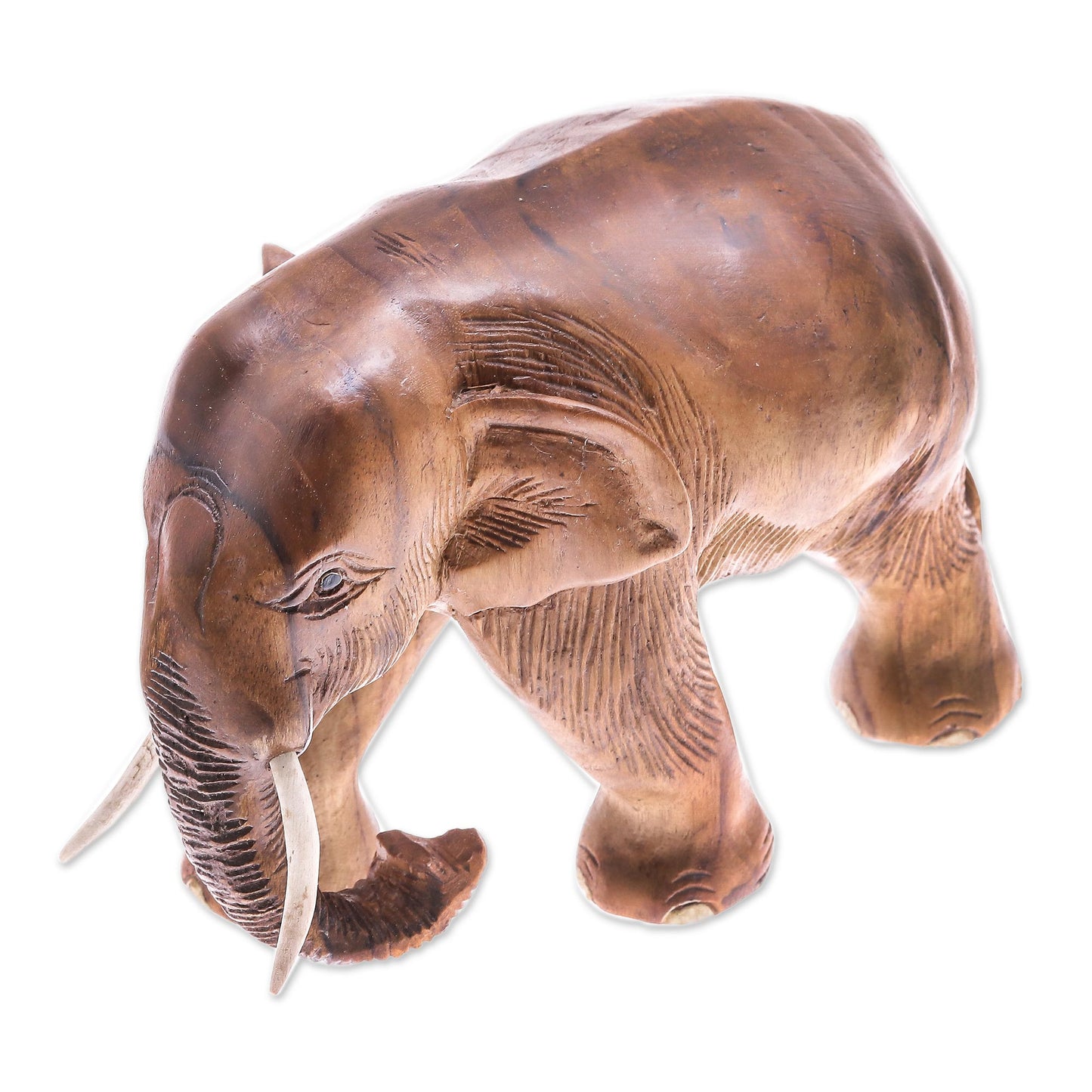 Trip Through Nature Hand-Carved Teak Wood Elephant Sculpture from Thailand