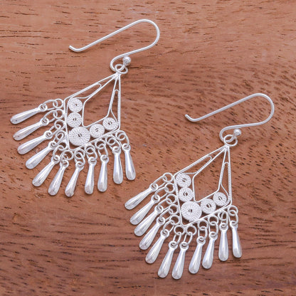 Diamond Swing Diamond-Shaped Sterling Silver Filigree Dangle Earrings