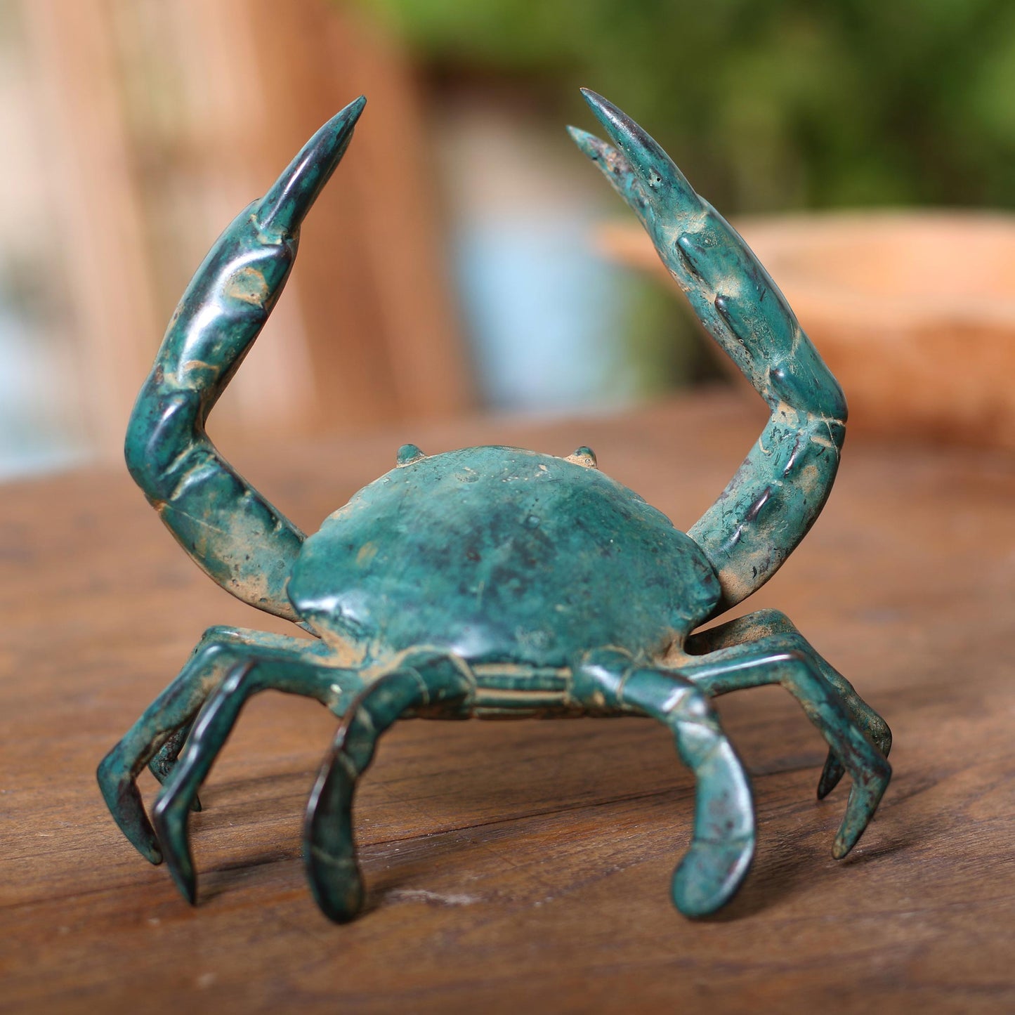 Sanur Crab Antiqued Bronze Crab Figurine Crafted in Bali
