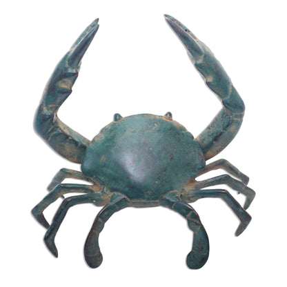 Sanur Crab Antiqued Bronze Crab Figurine Crafted in Bali